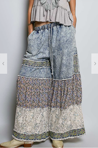 The Boho Coast Lace Pants - DENIM