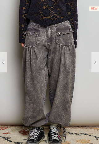 The Beach Washed Lotus Pants - CHARCOAL