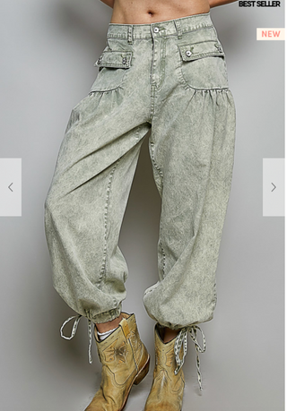 The Beach Washed Lotus Pants - OLIVE