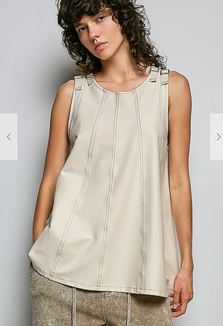 The Reed Denim Top - CREAM