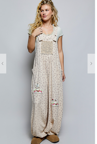 The Amber Floral Overalls - MOCHA