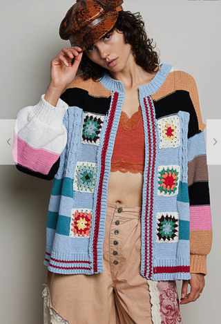 Beat The Chill Cardigan - BLUE MULTI