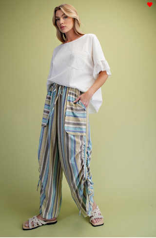 The Beach Goer Stripe Pants - BLUE COMBO