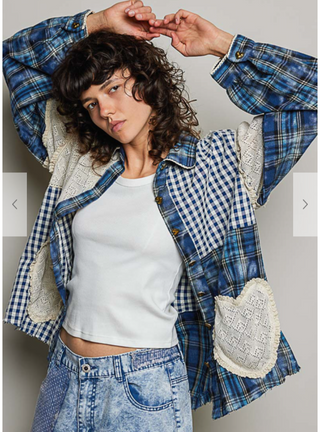 The Hearts By The Coast Flannel - BLUE