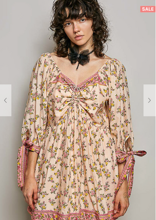 POL PINK AND LEMON FLORAL DRESS
