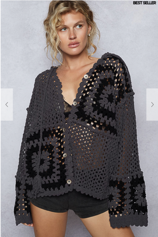 Chestnut Wrap Cardigan - CHARCOAL
