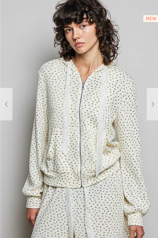 The Lover Floral Zip Up - CREAM