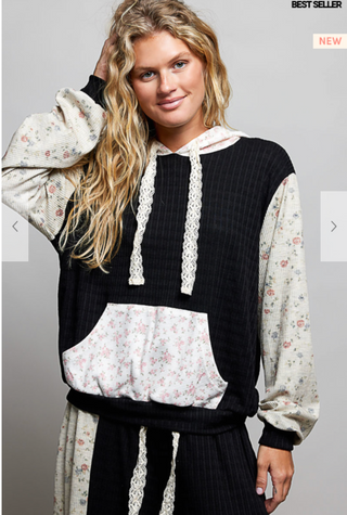 The Saltwater Petal Hoodie - BLACK