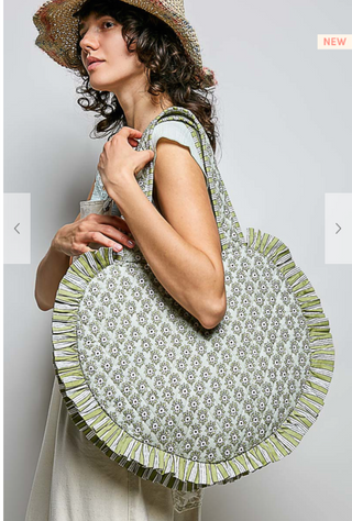 The Heart Quilted Bag - GREEN FLORAL