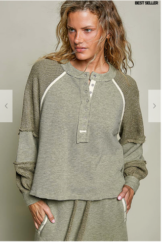 The Cozy Dayz Henley - SAGE