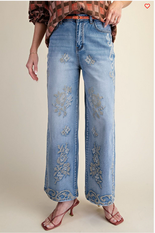 The Vintage Floral Denim Jeans