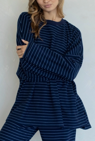 The Ashton Fleece Top - NAVY