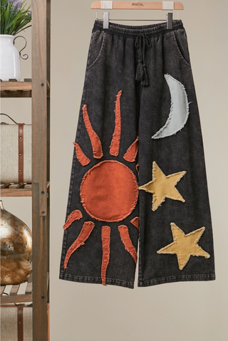 The Day and Moon Pants - BLACK