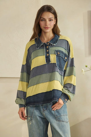 The Dusty Clover Striped Henley