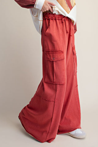 The Tia Wide Leg Pants - BOHO RED