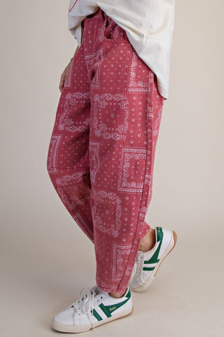 The Paisley Barrel Jeans - RED