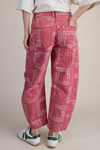 The Paisley Barrel Jeans - RED
