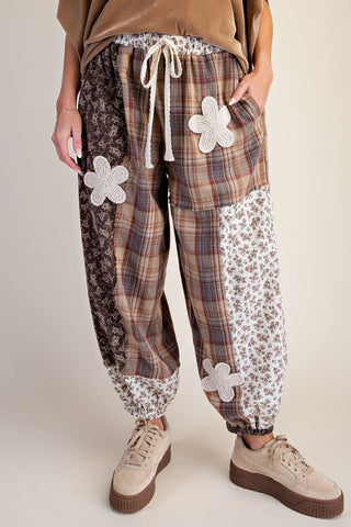 The Hayride Plaid Joggers - MOCHA