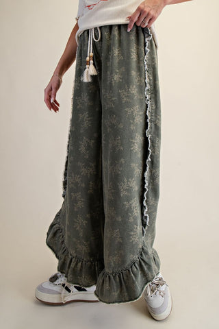 The Autumn Garden Plaza Pants -OLIVE