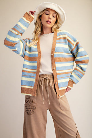 The Maple Darling Cardigan - BLUE/LEMON