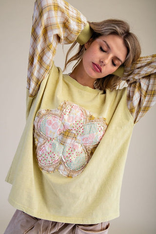 The Copper Petals Plaid Long Sleeve Top