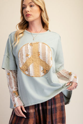 The Peace Out Fall Top - MINT SAGE