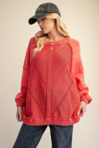 The Collins Knit Pullover - BOHO RED