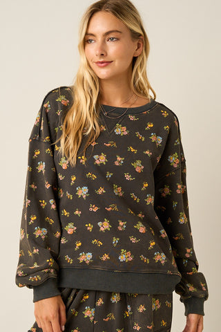 Fireside Floral Crew - CHARCOAL
