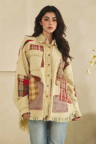 Driftwood & Denim Shacket - TAN