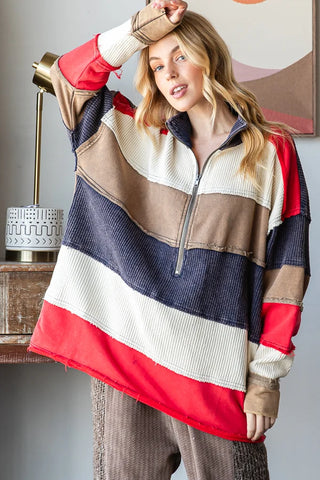 The Americana Autumn Waffle Pullover