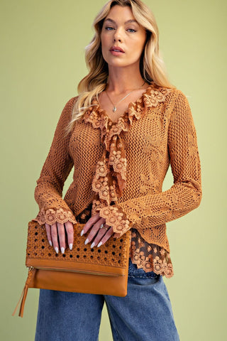 The Cinnamon Roll Lace Cardigan - PREORDER 1 WEEK