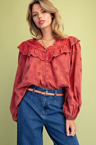 The Mauve Meadow Eyelet Blouse
